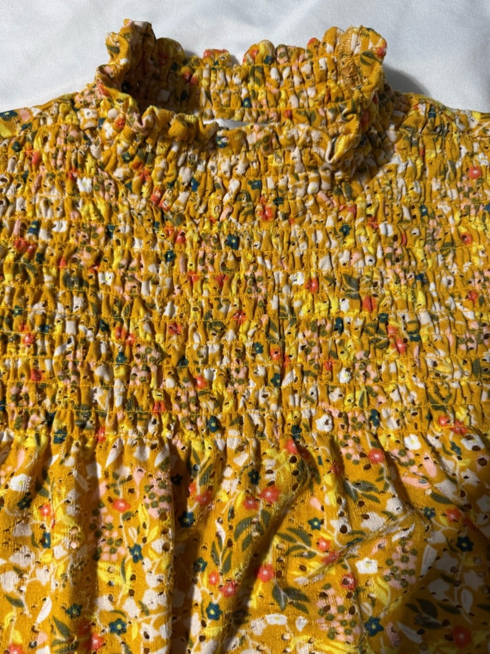 Kaily K Smocked Babydoll Top – Size Small Flutter Sleeve CottageCore Boho Summer